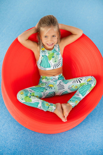 Girls Leggings Set|Green Faces