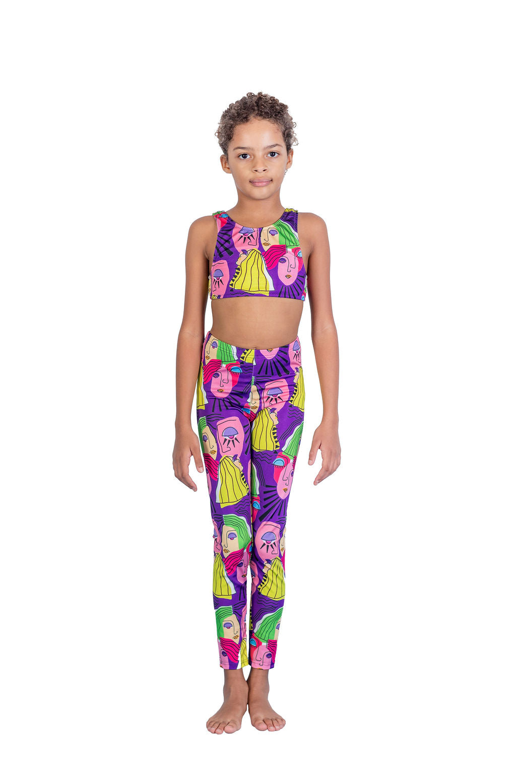 Girls Leggings Set|Purple Faces
