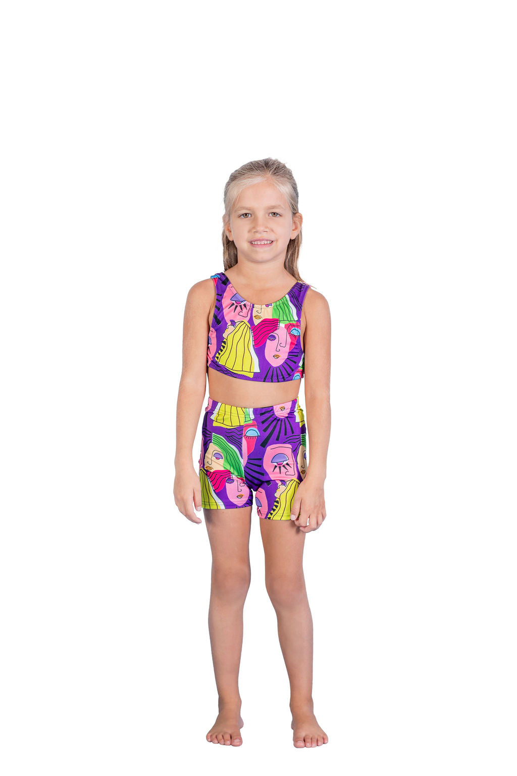 Girls Shorts Set|Purple Faces
