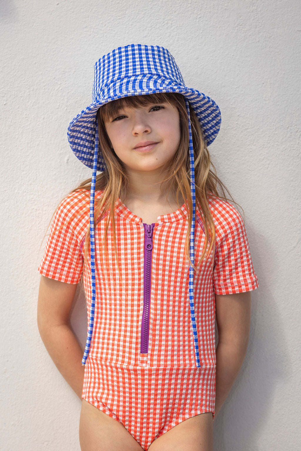 Kids Sunhat Unisex| Blue Carreaux