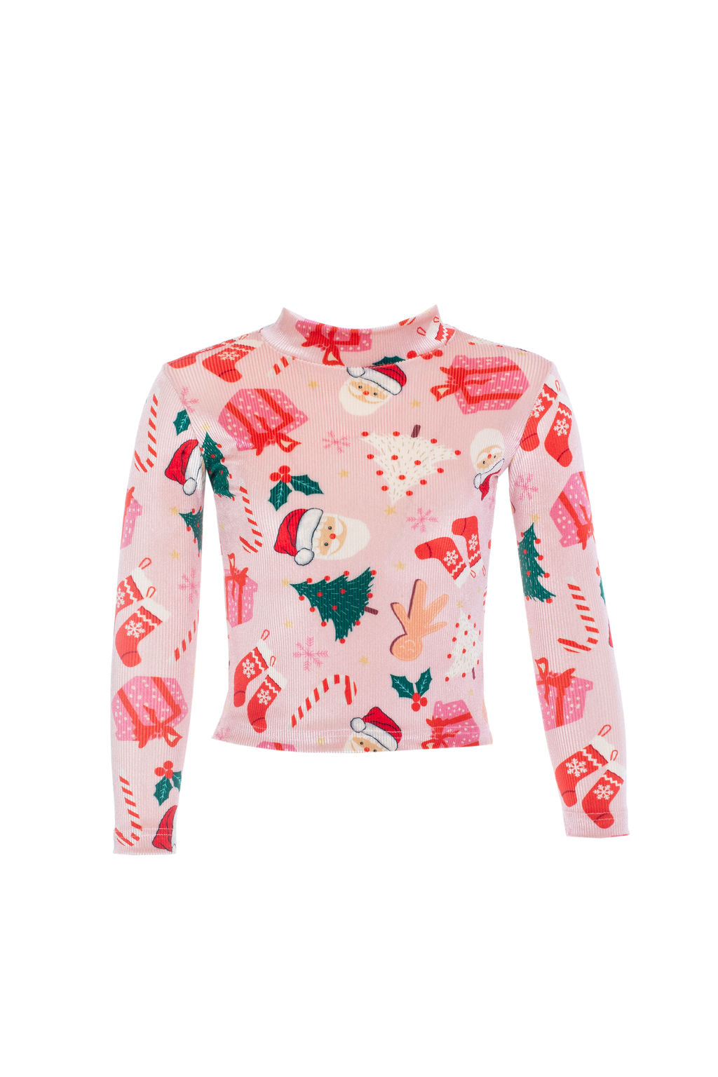 Girls Turtleneck Santa Top