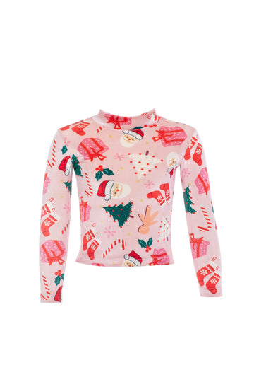 Girls Turtleneck Santa Top