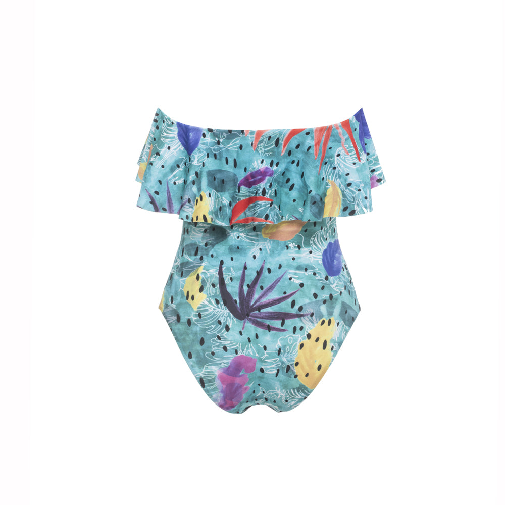 CHRISTINA ECONOMOU Cuba Ruffle Strapless  One piece
