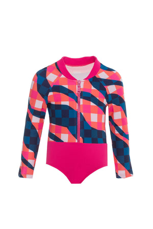 Kids Erica Long-Sleeve Zip Onepiece | Bingham-Fuscia