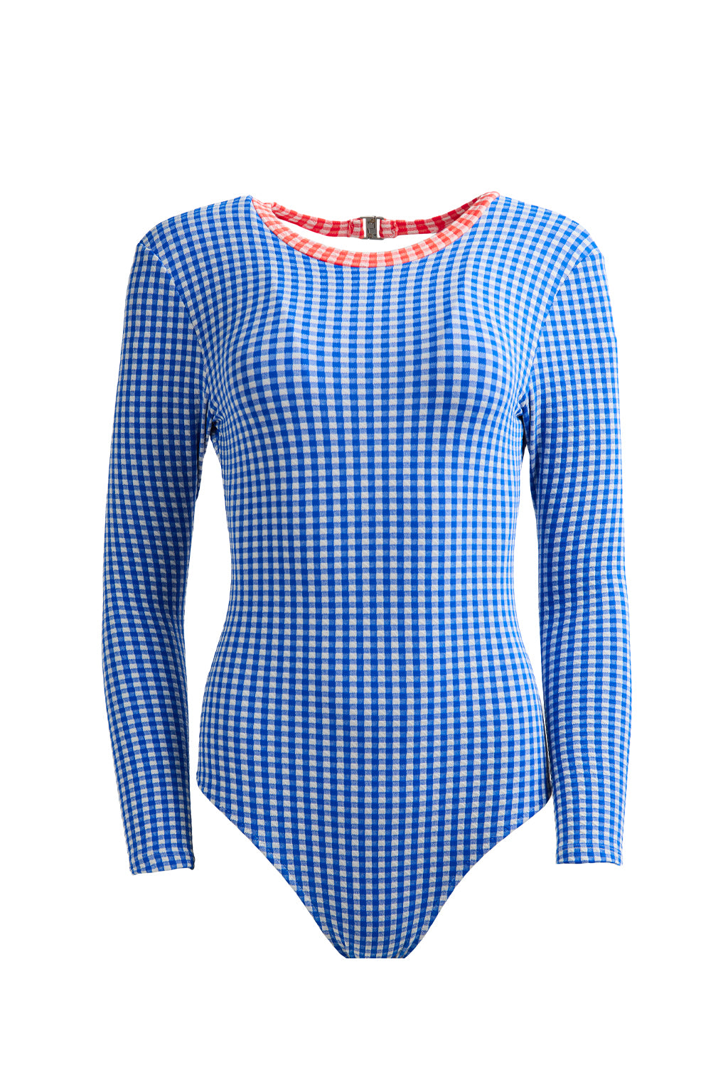 Kelia Open back One piece | Blue Carreaux