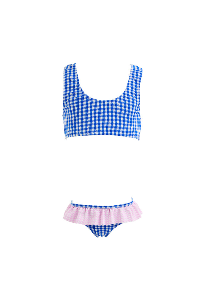 Kids Natty Bikini | Blue Pink Carreaux