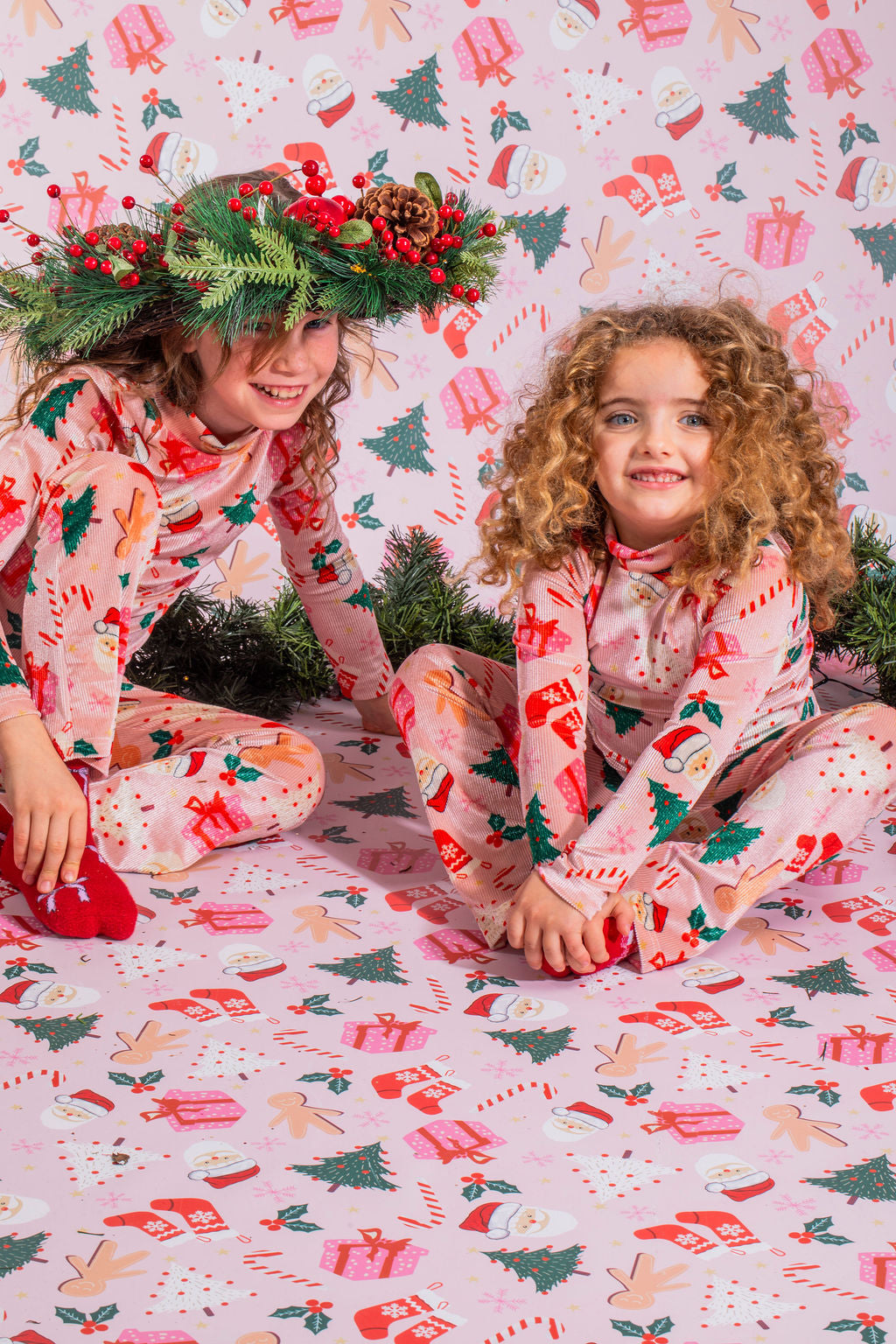 Girls Flared Leggings Santa