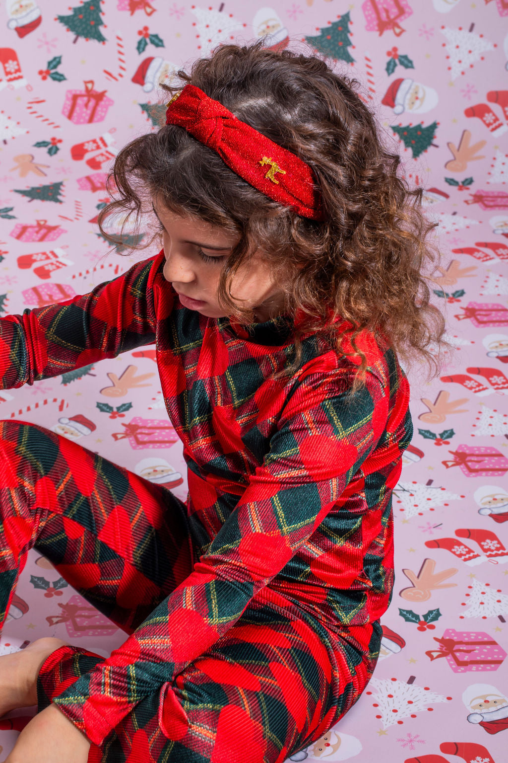 Girls Turtleneck Tartan Hearts