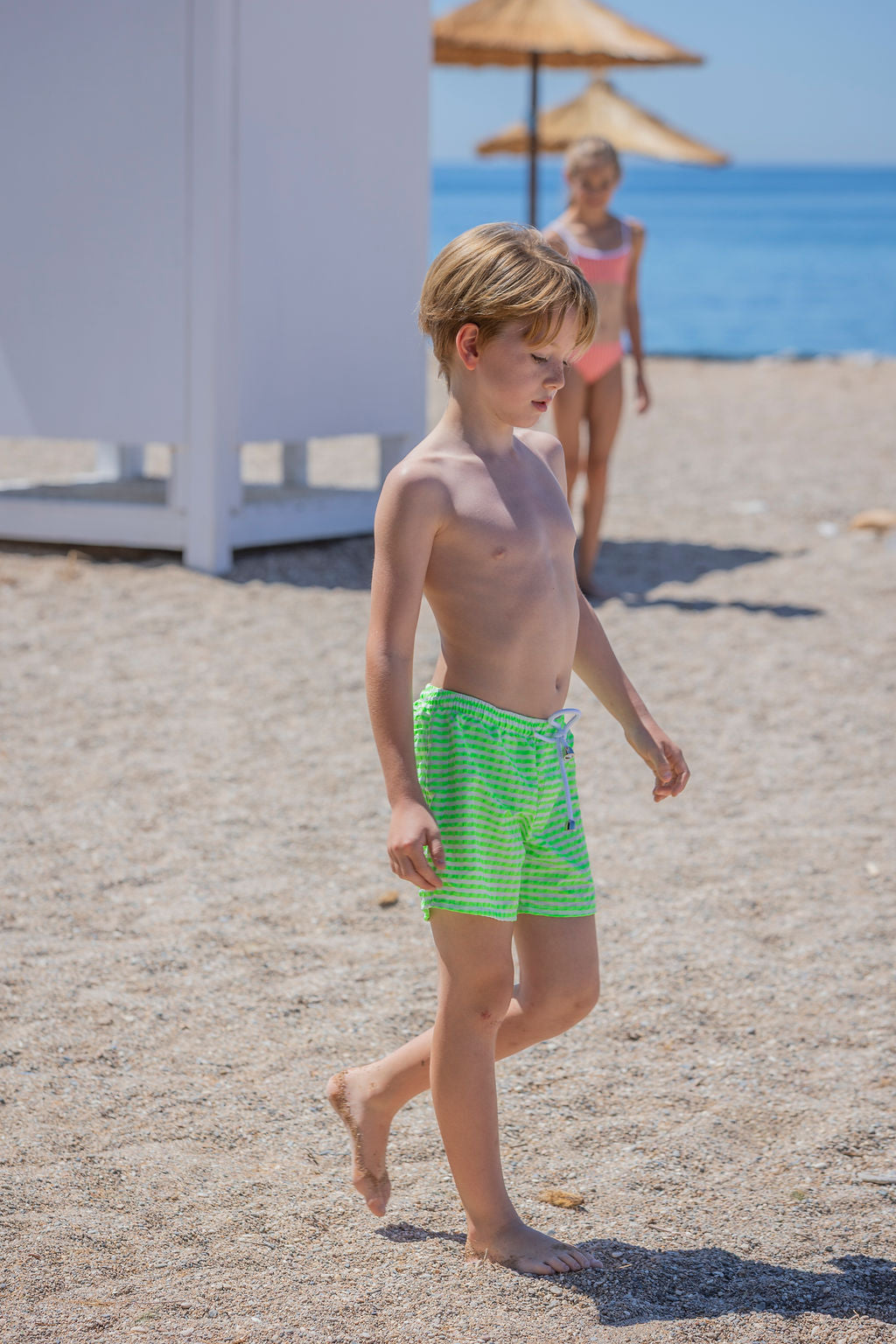 Kids Swim Shorts | Fluo Carreaux