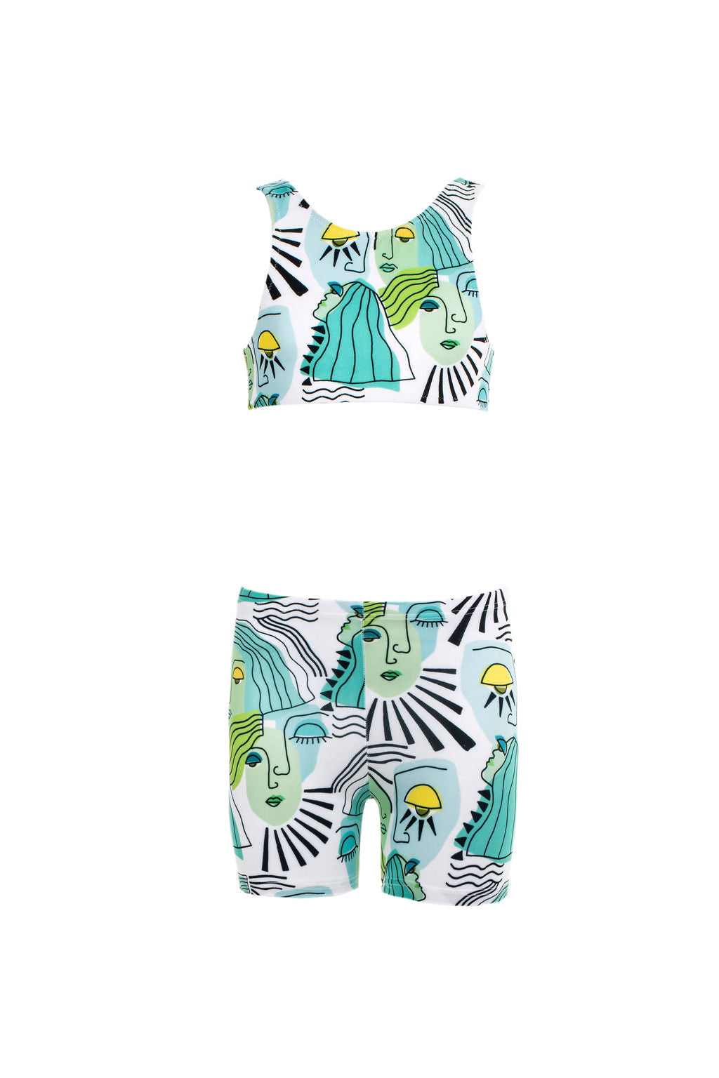 Girls Shorts Set |Green Faces