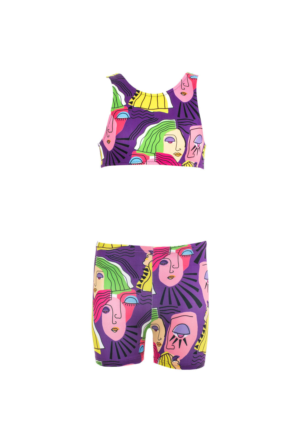 Girls Shorts Set|Purple Faces