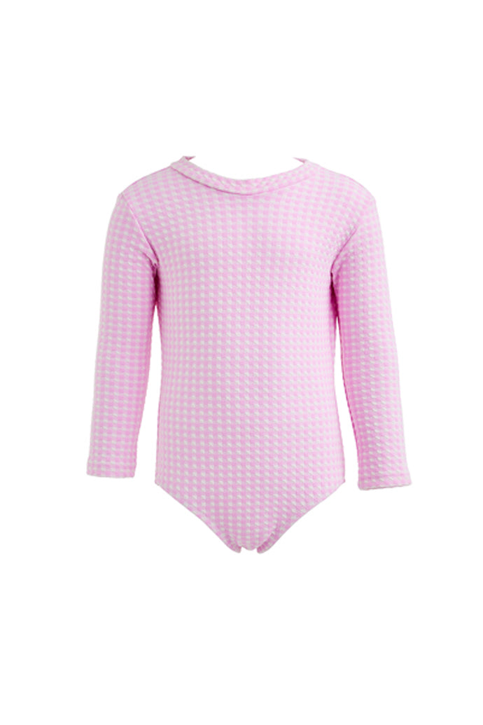 Kids Kelia Long-Sleeve Onepiece | Pink Carreaux