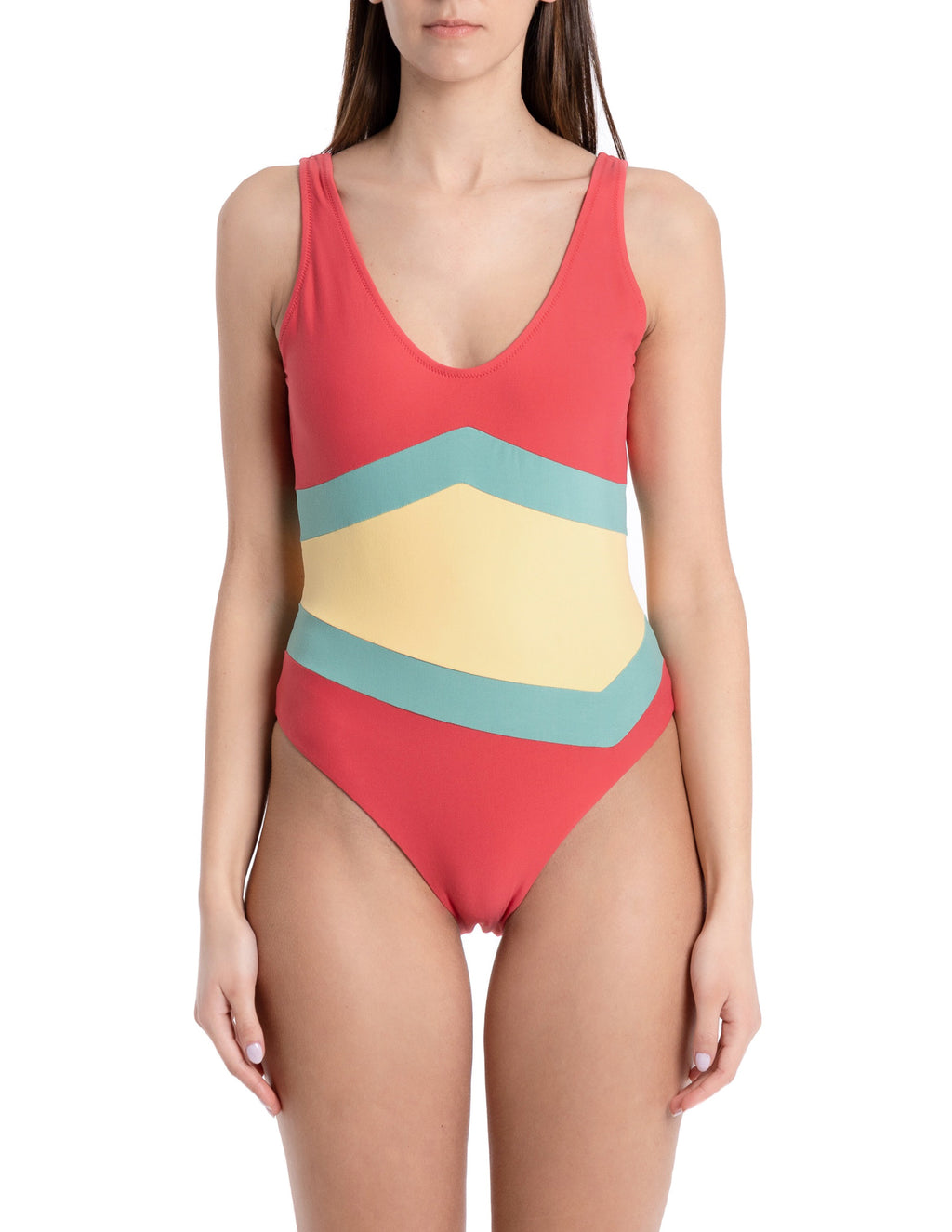 Christina Onepiece | Watermelon-Piscine-Pastel Yellow