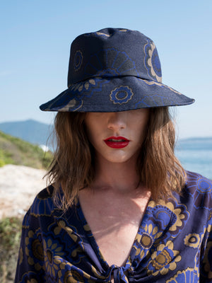 Navy Floral Bucket Hat