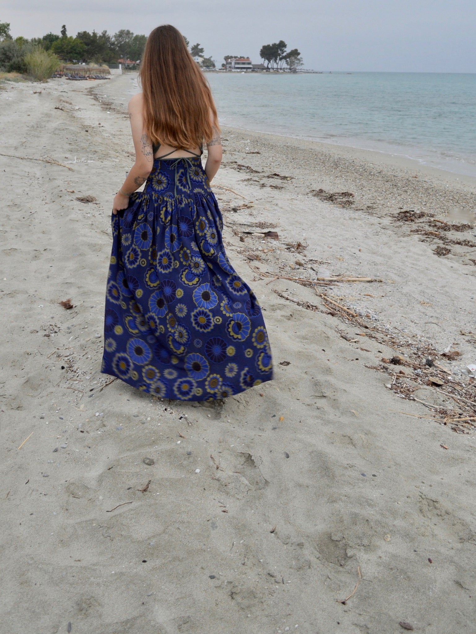 Maxi Pleated Skirt | Navy Floral