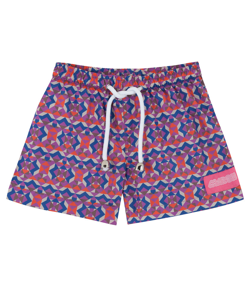 Kids Swim Shorts | Geo Purple