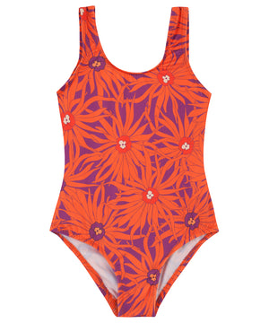 Kids Open-Back Onepiece | Floral Orange