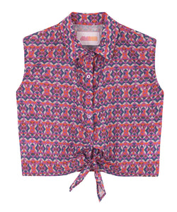 Cotton Knotted Shirt | Geo Purple