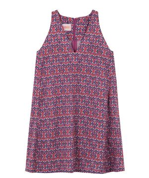 V-Neck Cotton Dress | Geo Purple