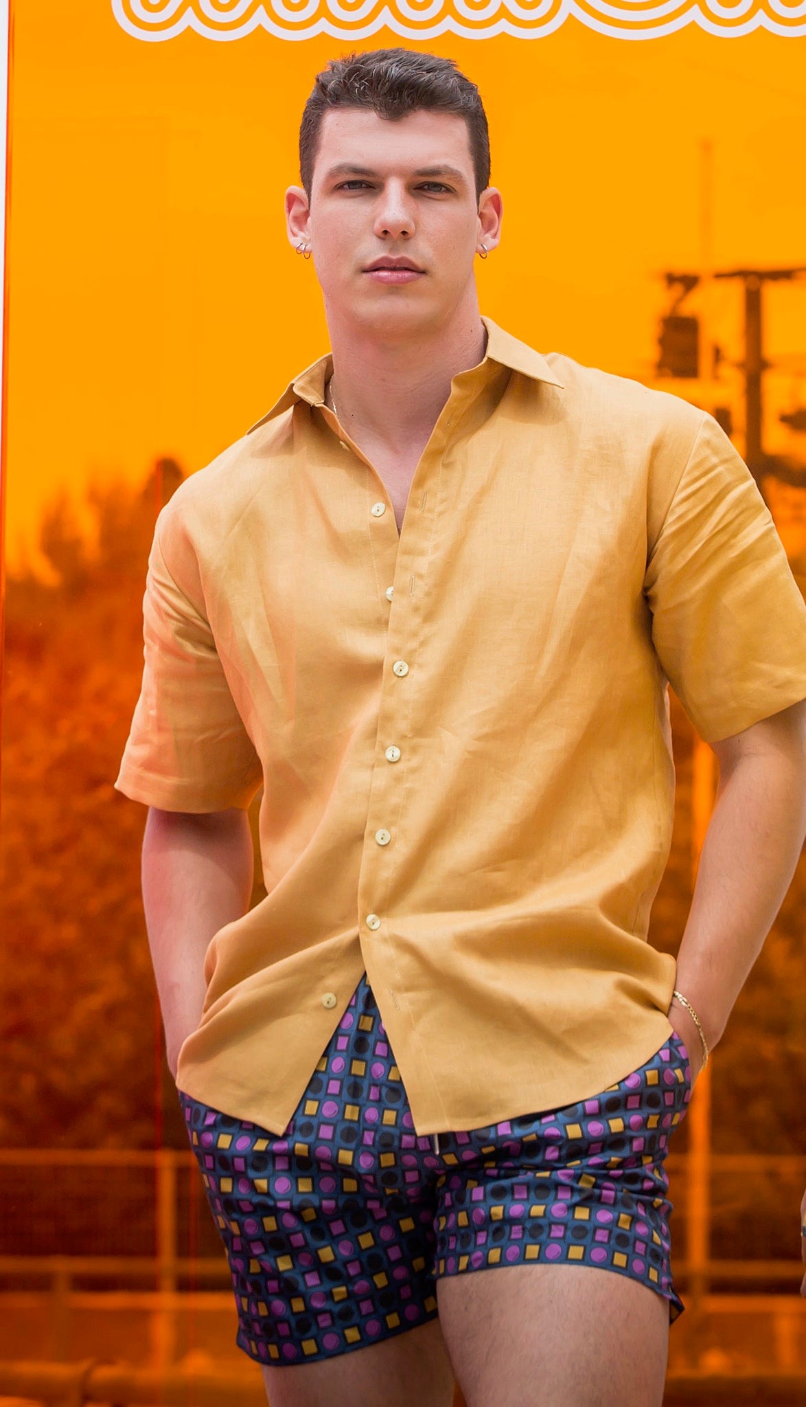 Men's Linen Shirt | Mustard