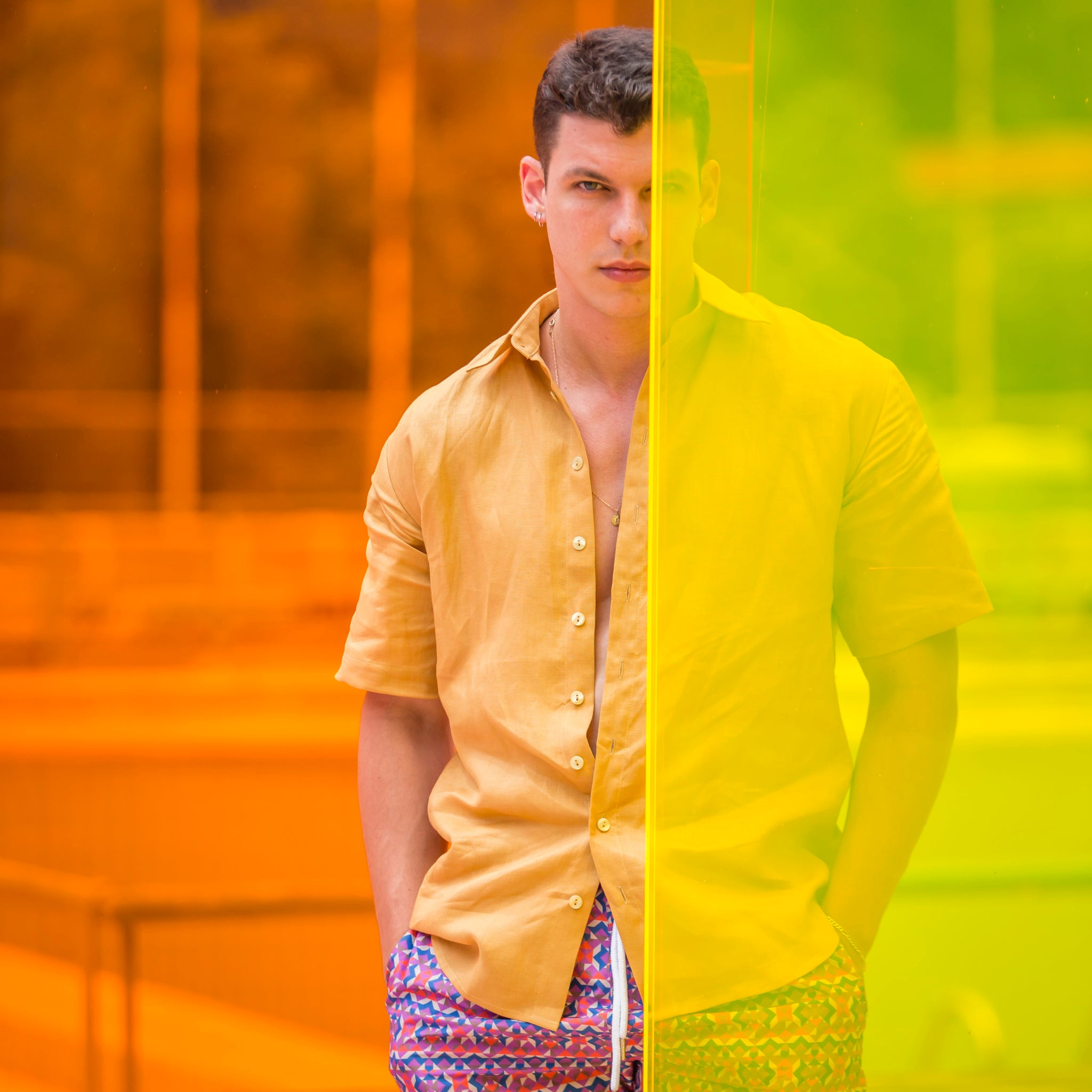 Men's Linen Shirt | Mustard