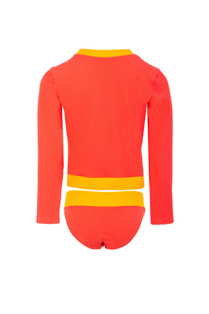 Kids Monica Long-Sleeve Bikini | Red