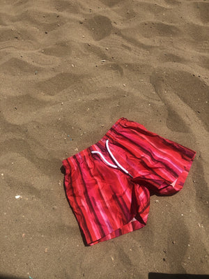 Kids Swim Shorts | Cherry Stripe